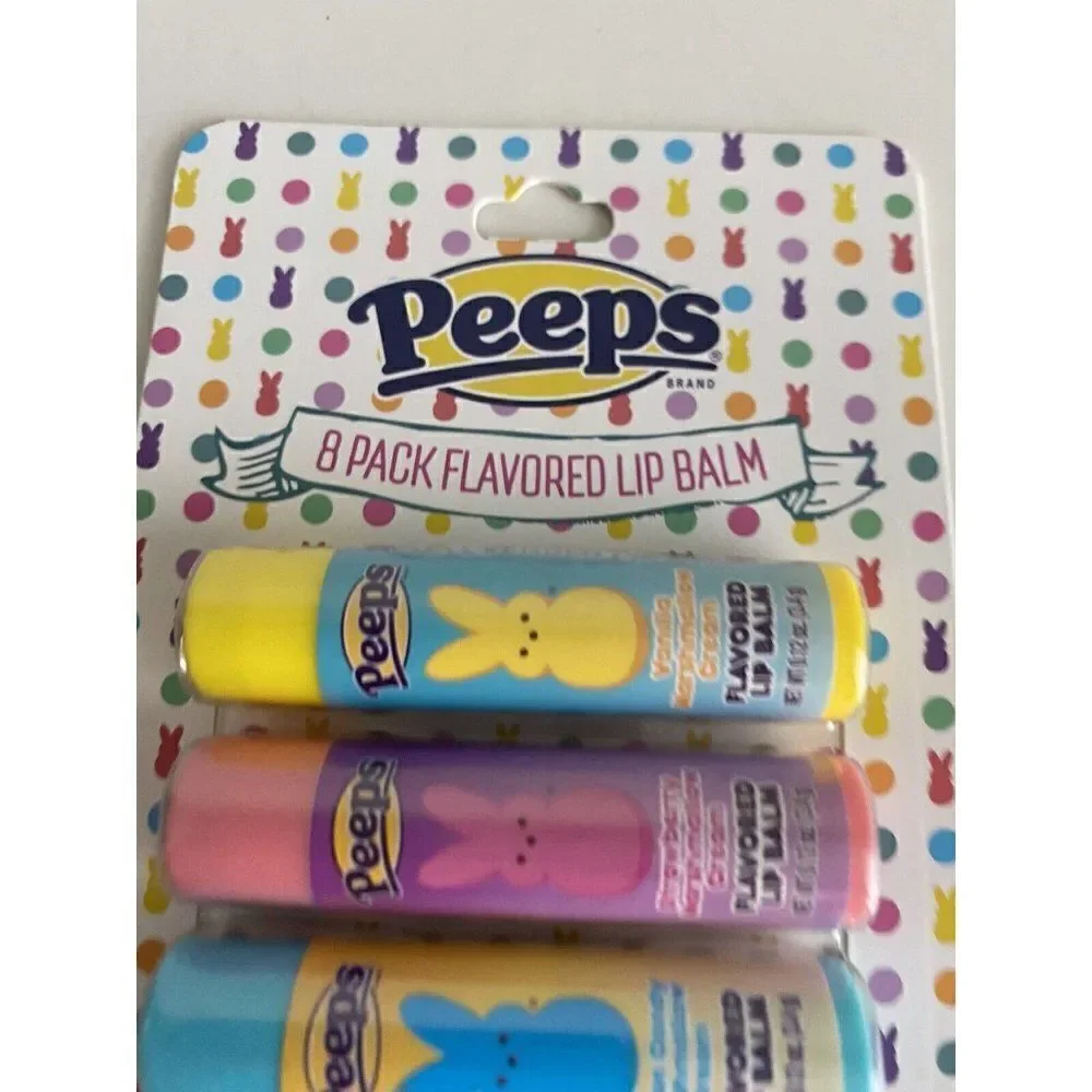 8 Pack Peeps Flavored Lip Balm‎ Easter Basket Stuffer Cotton Candy Vanilla Grape
